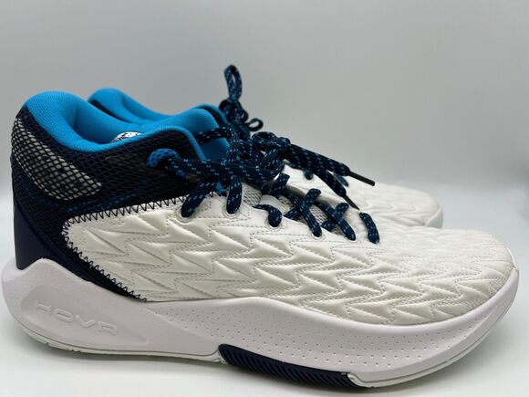 Under Armour HOVR Havoc 5 Team Basketball White/Navy Shoes 3024979-103 Size 10.5